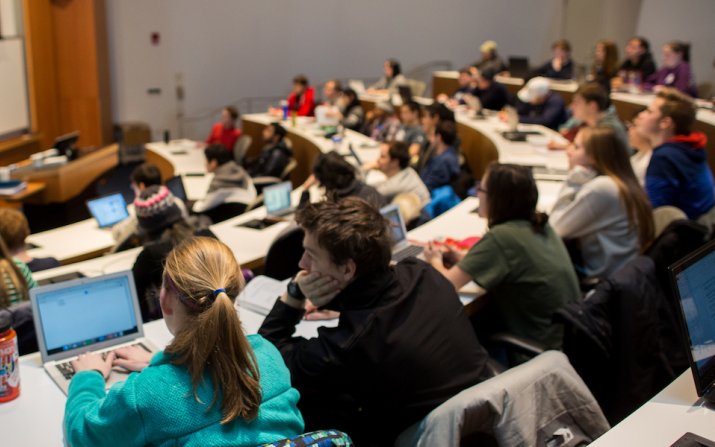 Class in a lecture hall (Photo by Annie O'Neill
