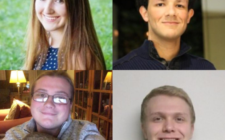 Sykes Prize recipients Miranda Gottlieb and Kyle Johnson (top row) and Wallace Prize recipients Ethan Field and Noah Tietsort (bottom row)