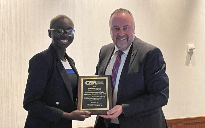 Tumi Adeeko receives the CEIA Intern of the Year Award