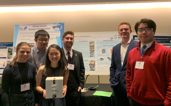 group photo of the GHDC team with their vaccine carrier prototype