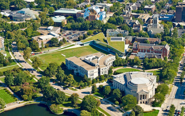 aerial shot of campus