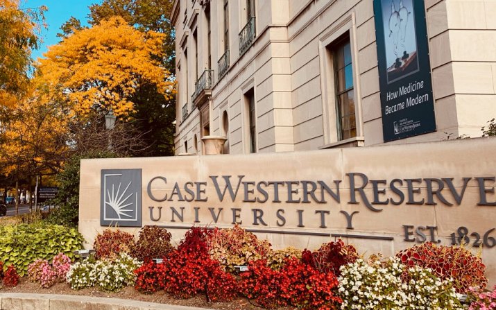 CWRU front sign in autumn 
