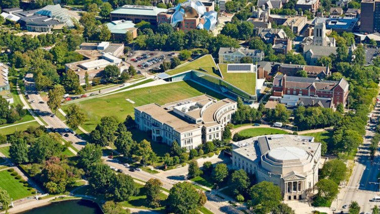 aerial shot of campus