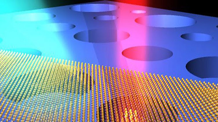 Illustration of ultrasensitive optical interrogation of the motions of atomically thin drumhead nanoelectromechanical resonators (made of atomic layers of MoS2 semiconductor crystals).