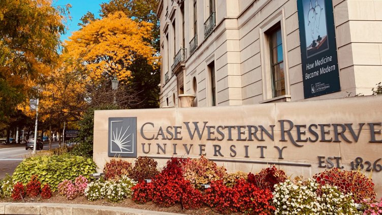 CWRU front sign in autumn 