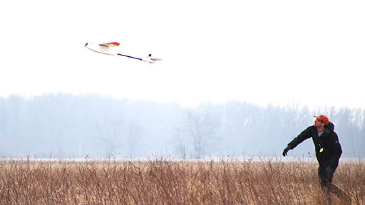 Photo of drone in flight (Photo by Audrey Ingram, Ohio Federal Research Network)