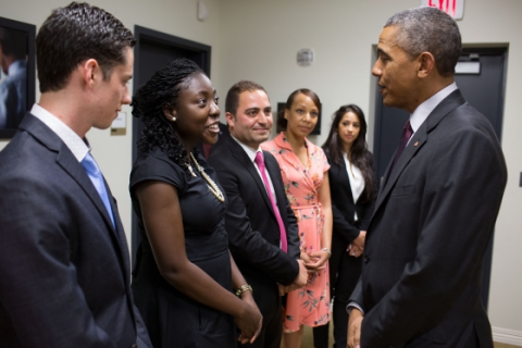 Gomez del Campo (left) got to meet President Obama during a White House event highlighting young entrepreneurs.