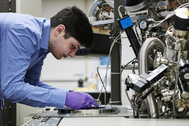Engineer Using PHI TRIFT V nanoTOF Time-of-Flight Secondary Ion Mass Spectrometer
