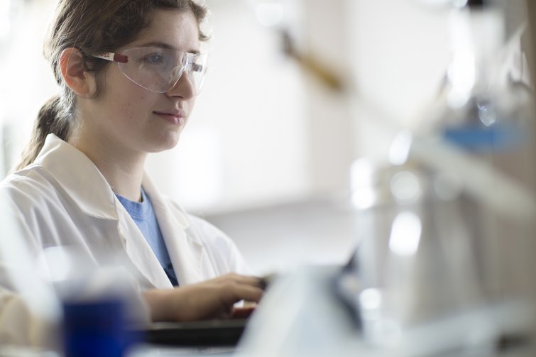Image of female student conducting research